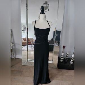 BCBG Black Criss Cross Open Back Formal Dress NWT Size Small